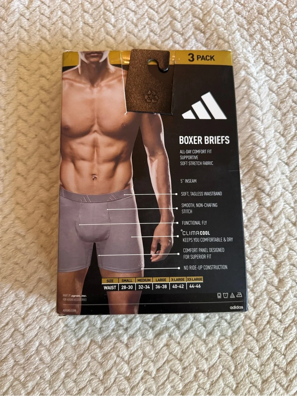 Adidas Luxe Comfort Black/Gray Boxer Briefs 3-Pack Size‎ Small New